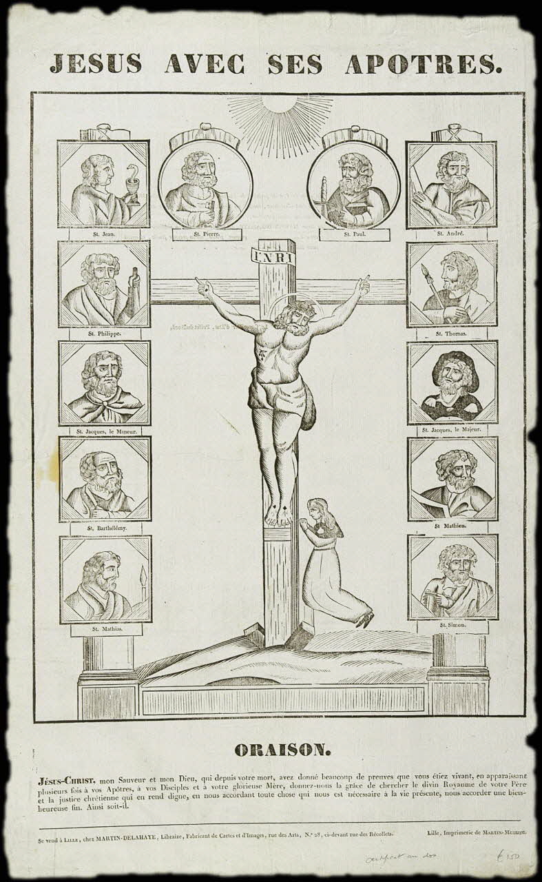 Henri Alexandre Joseph Martin-Delahaye ; Martin-Muiron (imprimeur)" estampe JESUS AVEC SES APOTRES.  ORAISON. Lille 1828 2008.11.46 Photo
