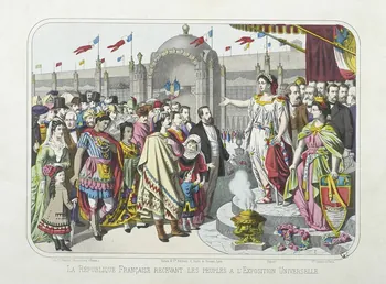 estampe LA REPUBLIQUE FRANCAISE RECEVANT LES PEUPLES A L'EXPOSITION UNIVERSELLE. 1950.39.1262 Photo