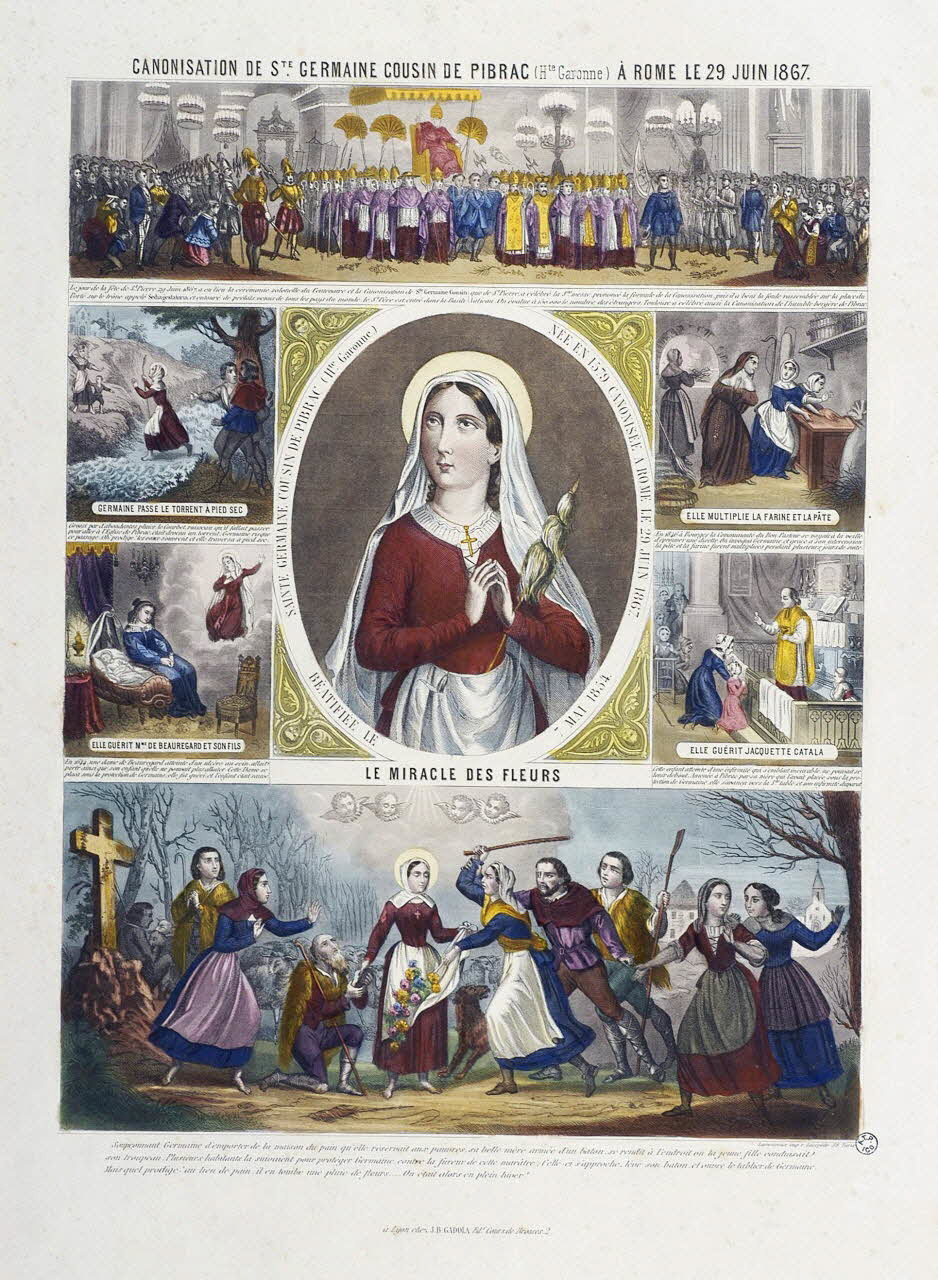 estampe CANONISATION DE STE. GERMAINE COUSIN DE PIBRAC (Hte.Garonne) A ROME LE 29 JUIN 1867. Lyon 1867 1950.39.349 Photo