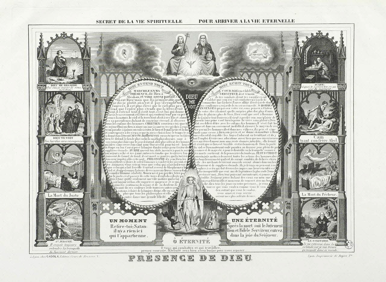 estampe SECRET DE LA VIE SPIRITUELLE POUR ARRIVER A LA VIE ETERNELLE  PRESENCE DE DIEU 1951.16.111 Photo
