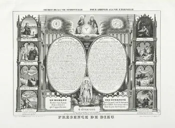 estampe SECRET DE LA VIE SPIRITUELLE POUR ARRIVER A LA VIE ETERNELLE  PRESENCE DE DIEU 1951.16.111  Photo