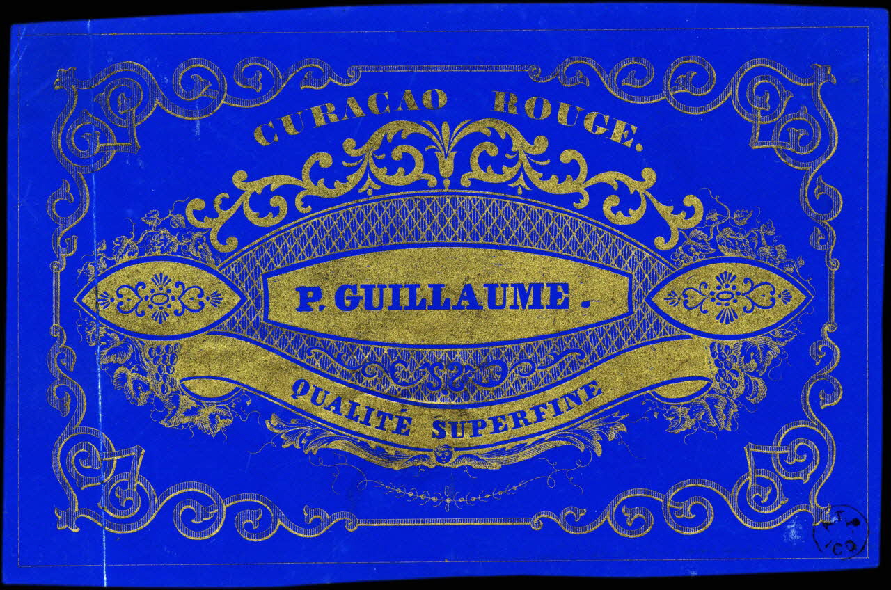 étiquette publicitaire CURACAO ROUGE.  P. GUILLAUME. 1960.66.57 Photo