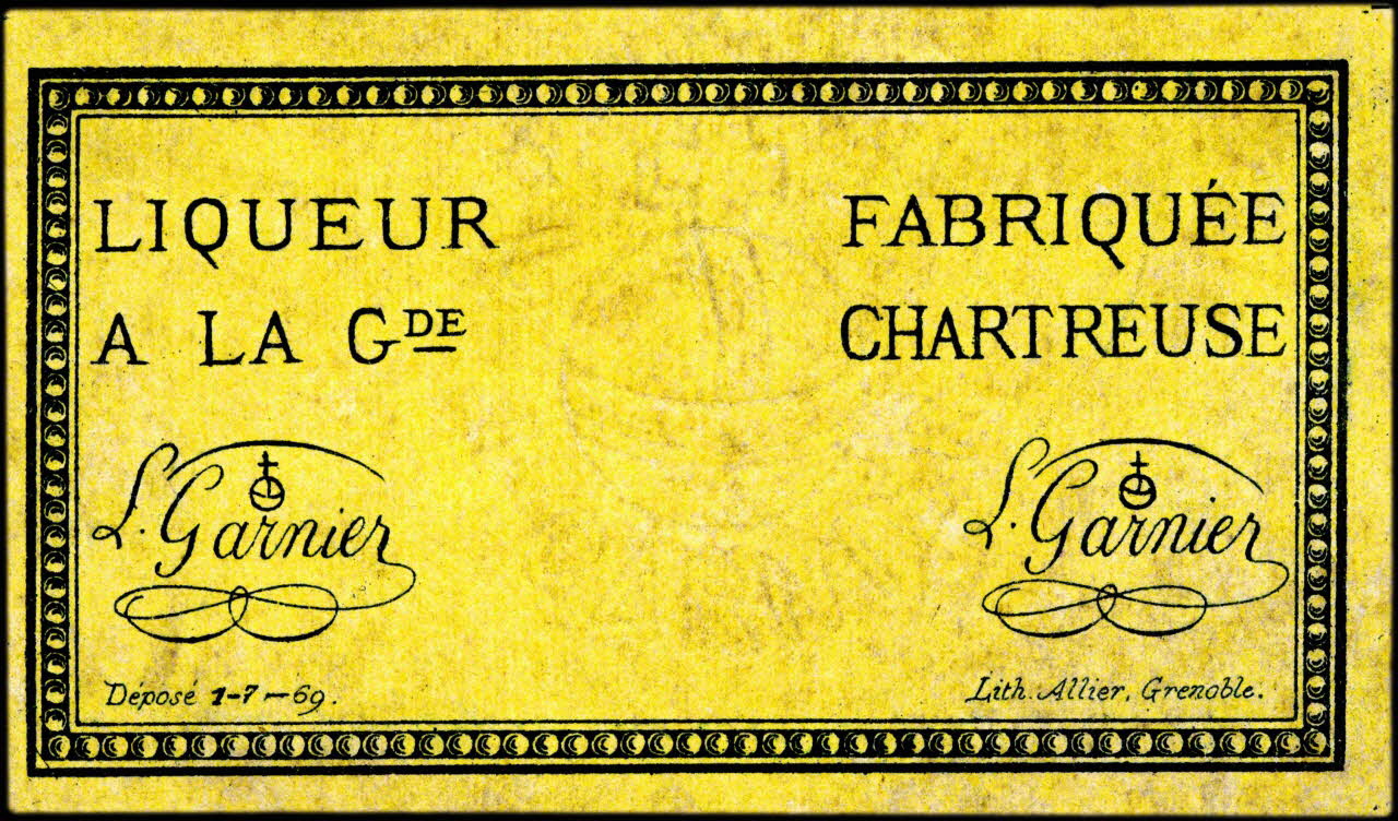étiquette publicitaire LIQUEUR FABRIQUEE  A LA Gde CHARTREUSE 1960.66.72 Photo