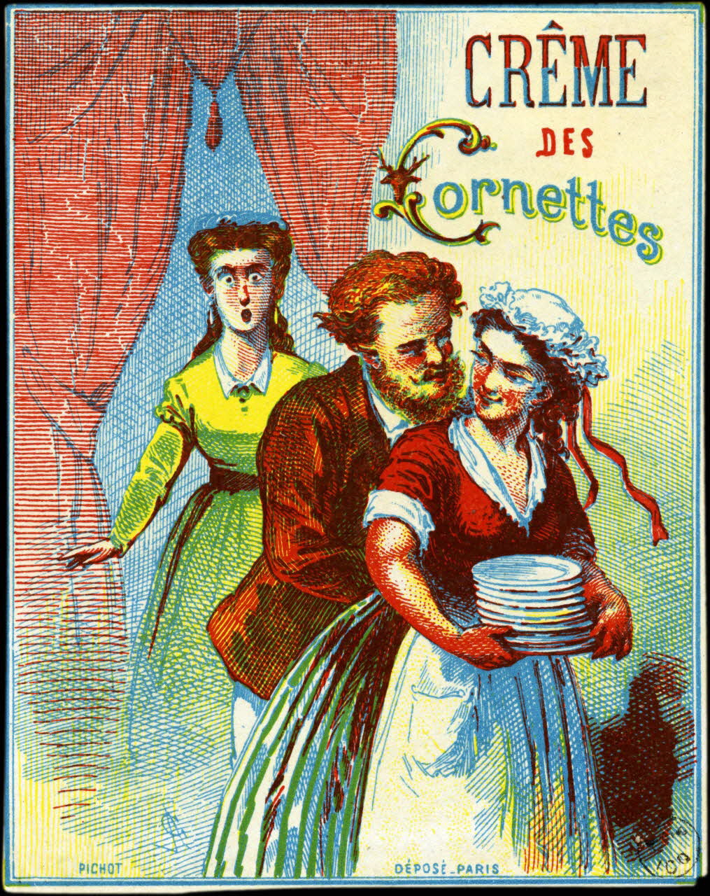 étiquette publicitaire CRÊME  DES  Cornettes 1960.66.90 Photo
