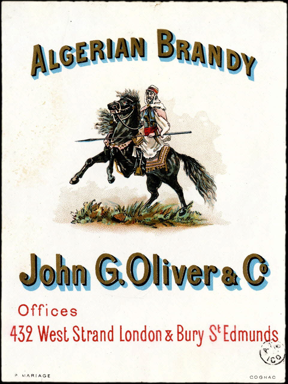 étiquette publicitaire ALGERIAN BRANDY 1960.66.116 Photo