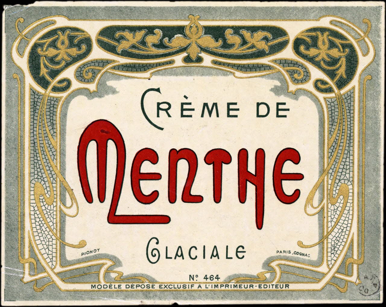 étiquette publicitaire CREME DE  MENTHE  GLACIALE 1960.66.134 Photo