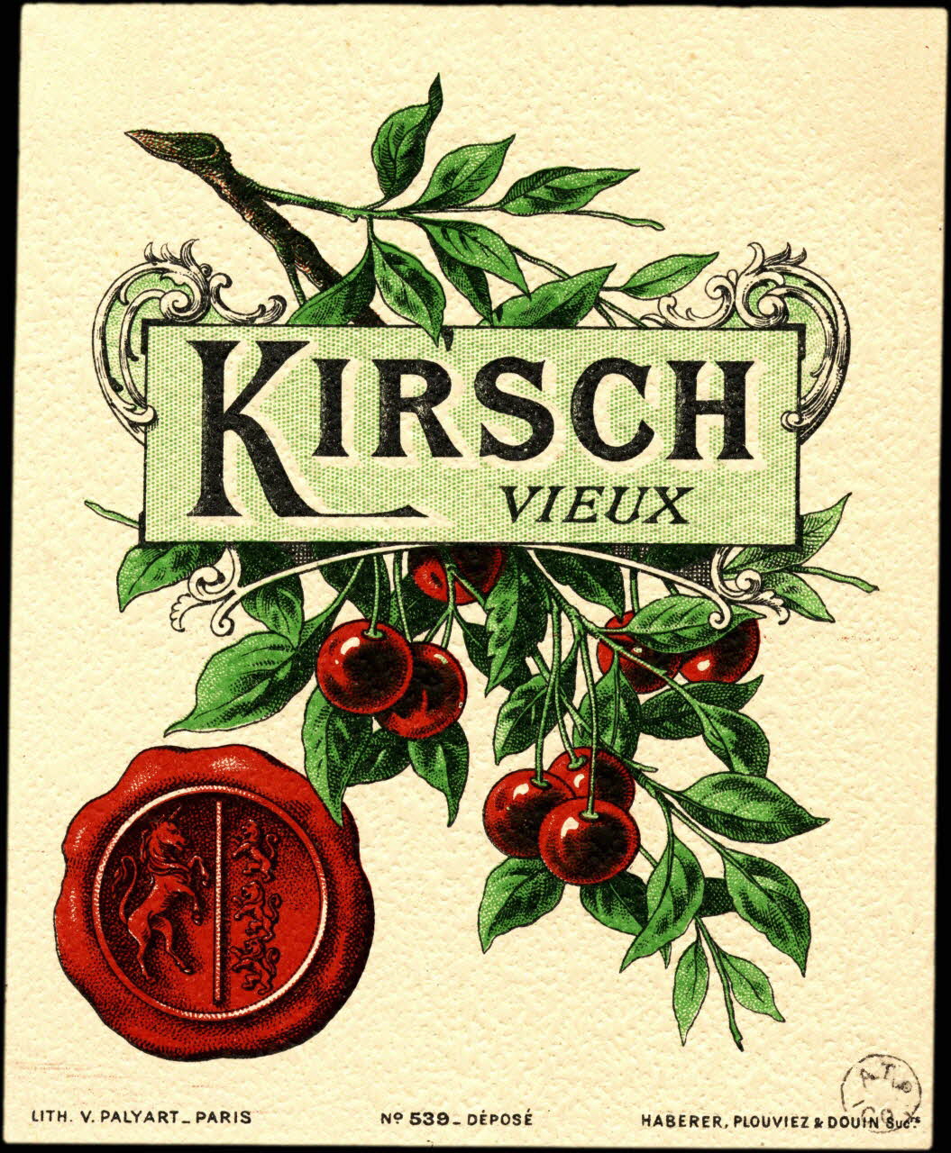 étiquette publicitaire KIRSCH  VIEUX 1960.66.137 Photo