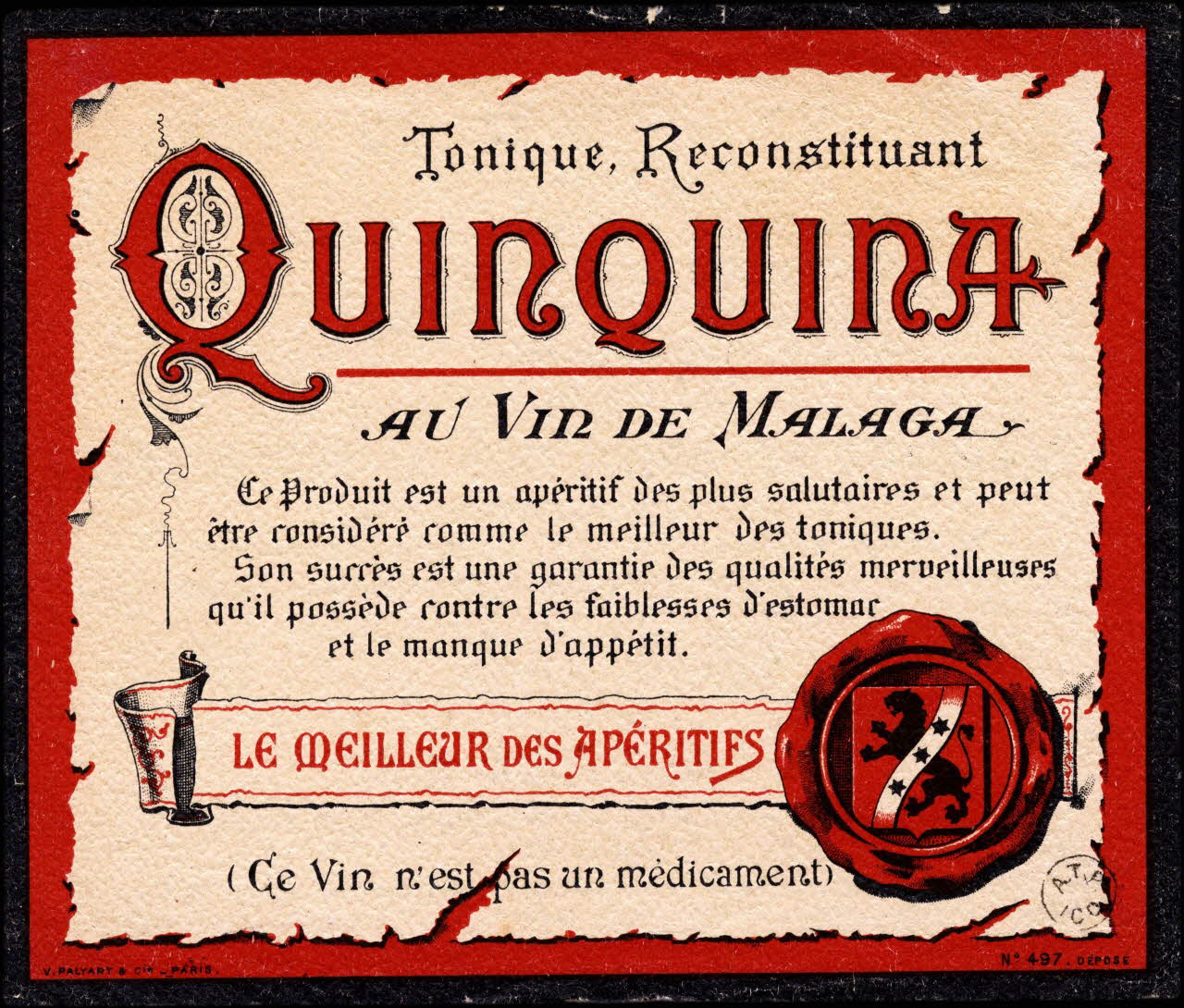étiquette publicitaire QUINQUINA  AU VIN DE MALAGA 1960.66.143 Photo
