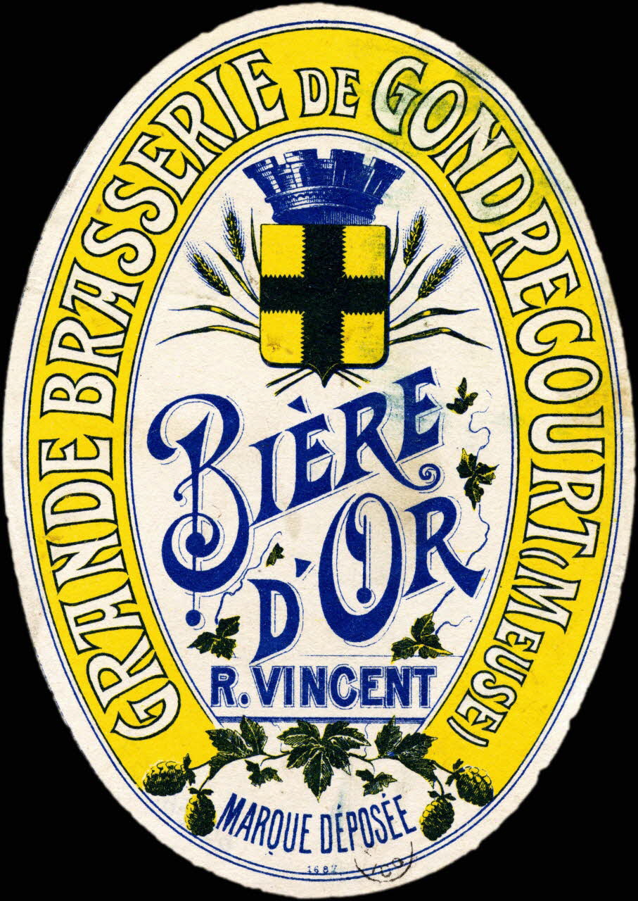 étiquette publicitaire BIERE  D'OR  R. VINCENT 1960.66.157 Photo