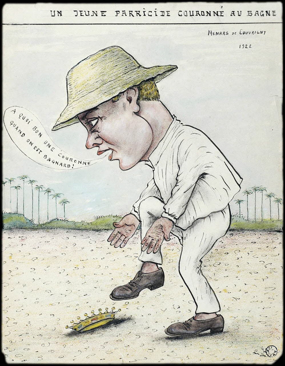 L.K. dessin UN JEUNE PARRICIDE COURONNE AU BAGNE Guyane, France 1922 2001.41.61 Photo