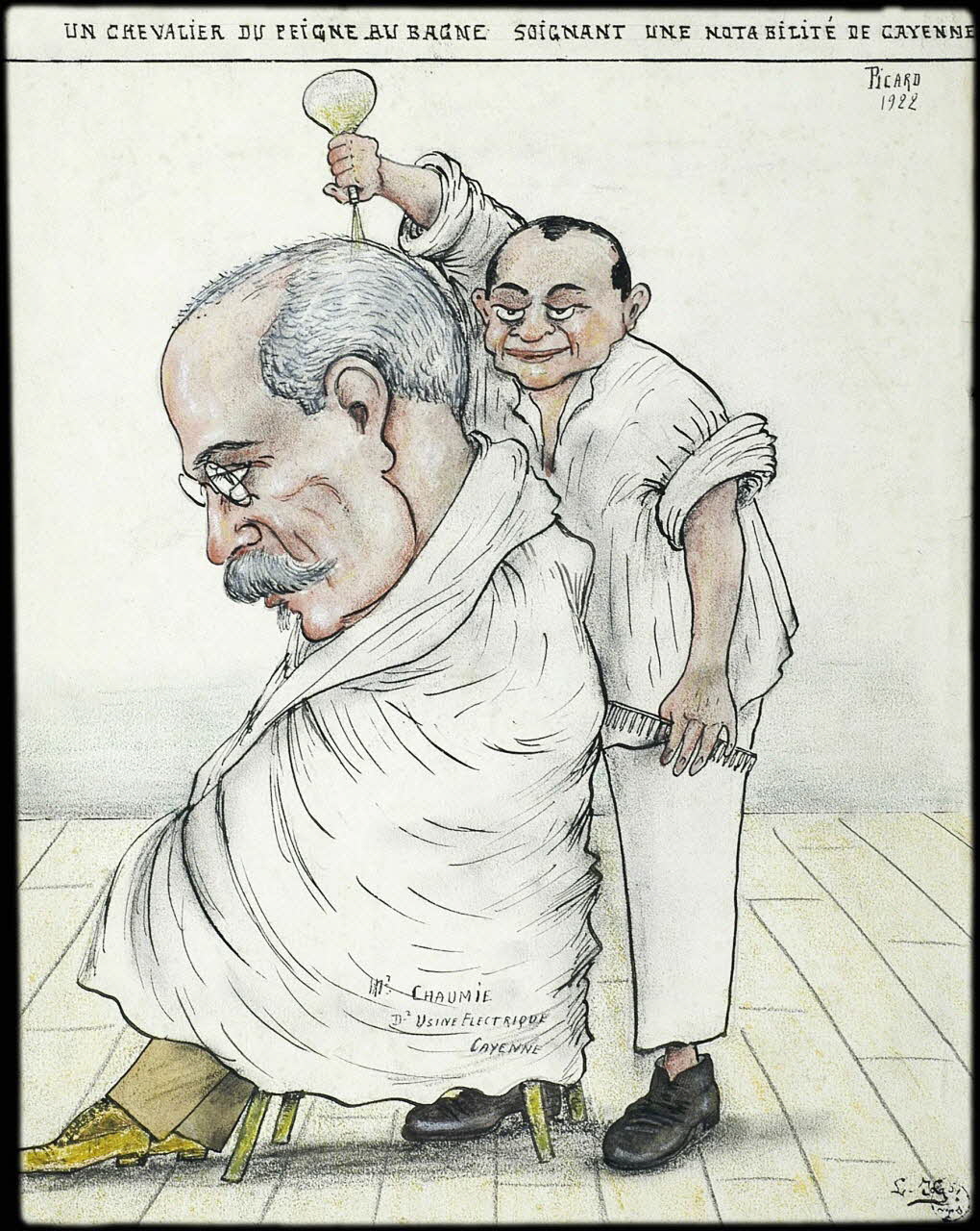 L.K. dessin UN CHEVALIER DU PEIGNE AU BAGNE SOIGNANT UNE NOTABILITE DE CAYENNE Guyane, France 1920-1924 2001.41.34 Photo