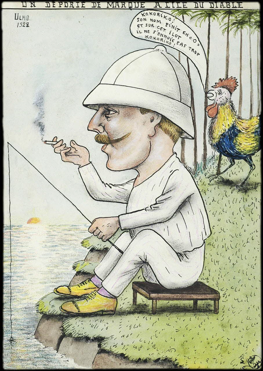 L.K. dessin UN DEPORTE DE MARQUE A L'ILE DU DIABLE Guyane, France 1922 2001.41.35 Photo