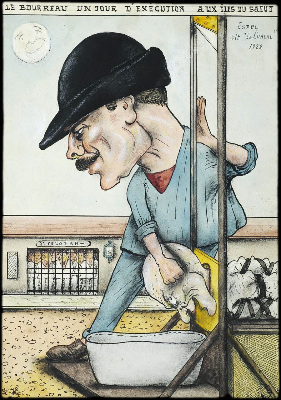 L.K. dessin LE BOURREAU UN JOUR D'EXECUTION AUX ILES DU SALUT  ESPEL  DIT "LE CHACAL" Guyane, France 1920-1924 2001.41.36 Photo