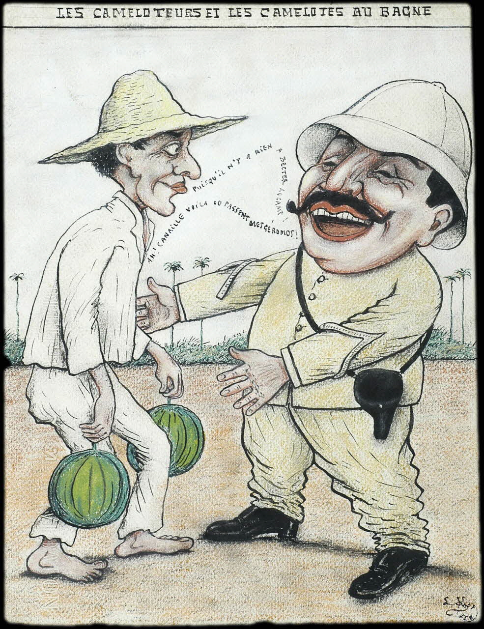 L.K. dessin LES CAMELOTEURS ET LES CAMELOTES AU BAGNE Guyane, France 1920-1924 2001.41.39 Photo