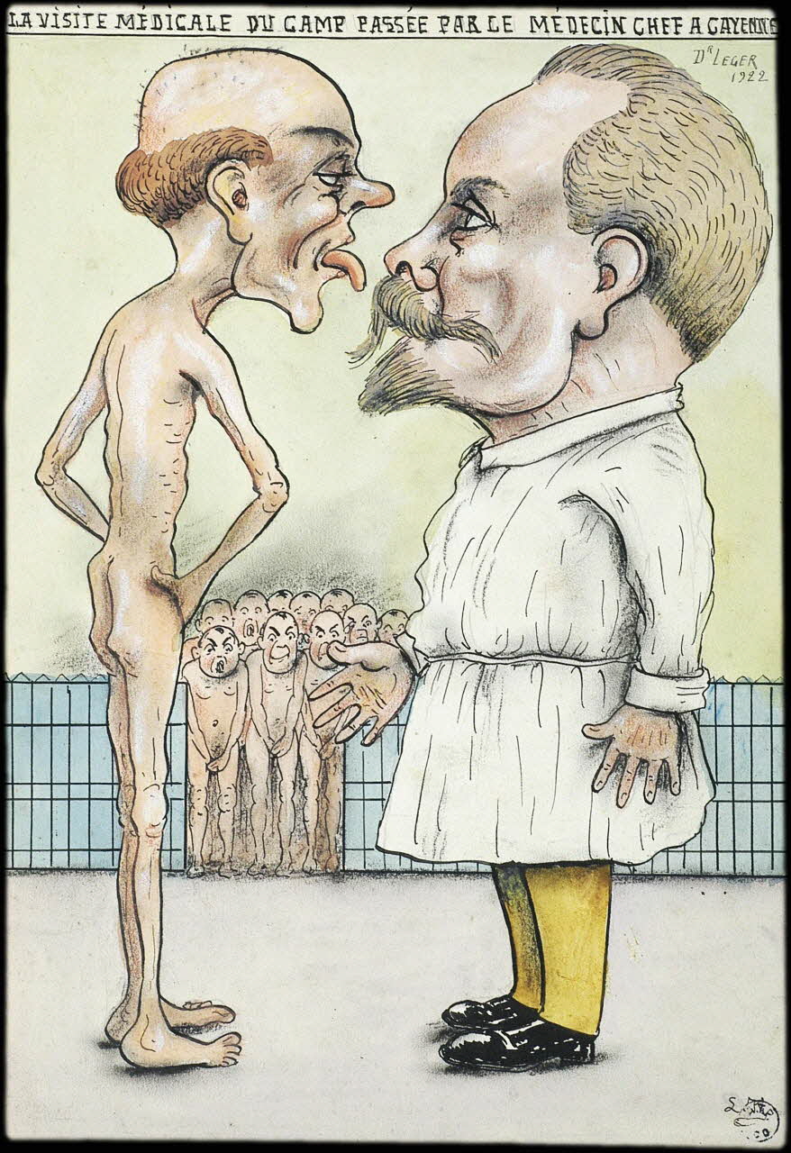 L.K. dessin LA VISITE MEDICALE DU CAMP PASSEE PAR LE MEDECIN CHEF A CAYENNE  DR LEGER Guyane, France 1920-1924 2001.41.40 Photo