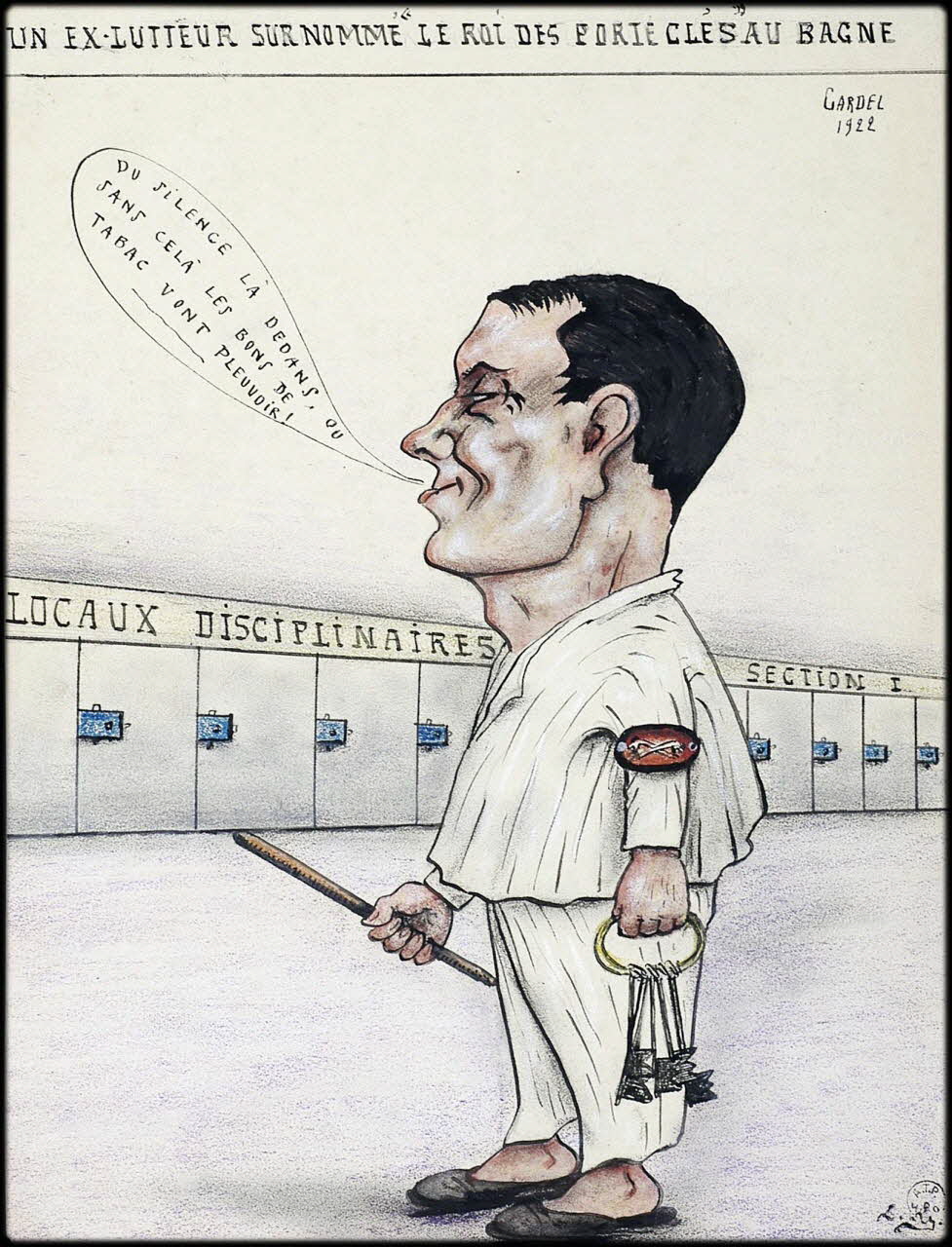 L.K. dessin UN EX-LUTTEUR SURNOMME "LE ROI DES PORTE CLES" AU BAGNE Guyane, France 1920-1924 2001.41.52 Photo