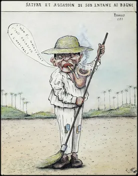L.K. dessin SATYRE ET ASSASSIN DE SON ENFANT AU BAGNE  RENAULD Guyane, France 1922 2001.41.58 Photo
