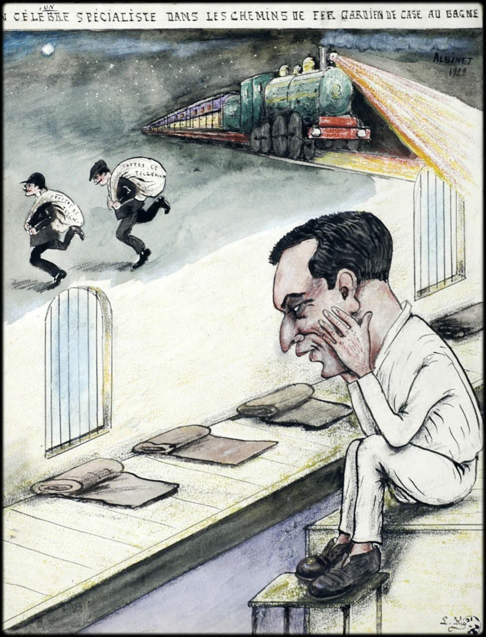 L.K. dessin UN  CELEBRE SPECIALISTE DANS LES CHEMINS DE FER GARDIEN DE CASE AU BAGNE  ALBINET Guyane, France 1922 2001.41.59 Photo