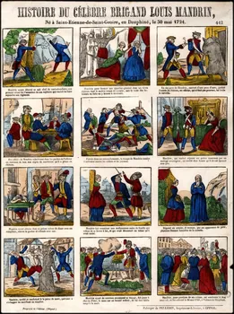 Pellerin à compartiments (3x4) HISTOIRE DU CELEBRE BRIGAND LOUIS MANDRIN,  Né à Saint-Etienne-de-Saint-Geoire, en Dauphiné, le 30 mai 1724. Lorraine, France 1845-1855 1967.171.17 Photo