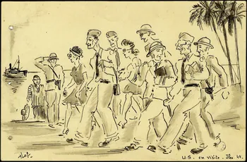 Francis Lagrange partie d'un ensemble de dessins U. S. en visite. Iles. Guyane, France 1942-1946 2001.42.2  Photo (c) Mucem