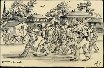Francis Lagrange partie d'un ensemble de dessins ST LAURENT - Une corvée Guyane, France 1947 2001.42.6 Photo (c) Mucem