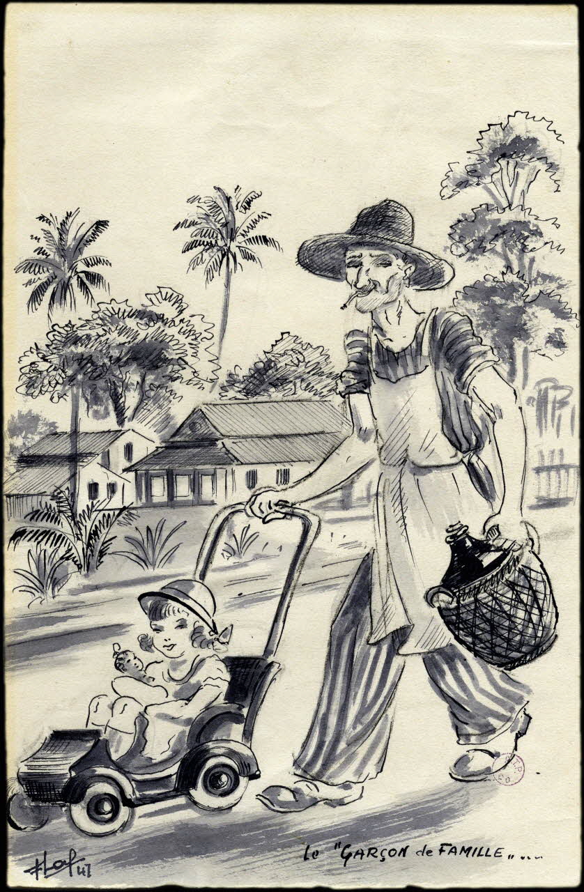 Francis Lagrange partie d'un ensemble de dessins Le "GARCON de FAMILLE".... Guyane, France 1947 2001.42.11 Photo
