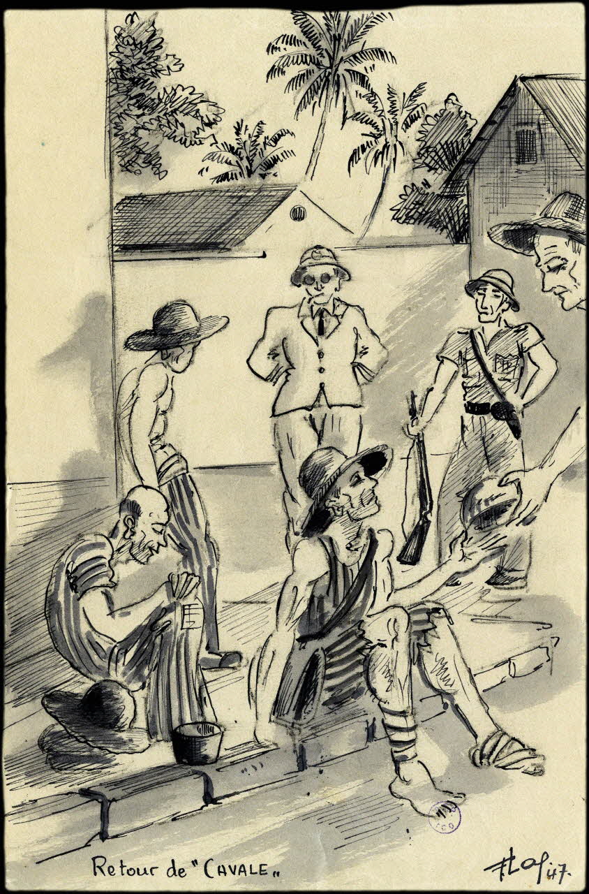 Francis Lagrange partie d'un ensemble de dessins Retour de "CAVALE" Guyane, France 1947 2001.42.13 Photo