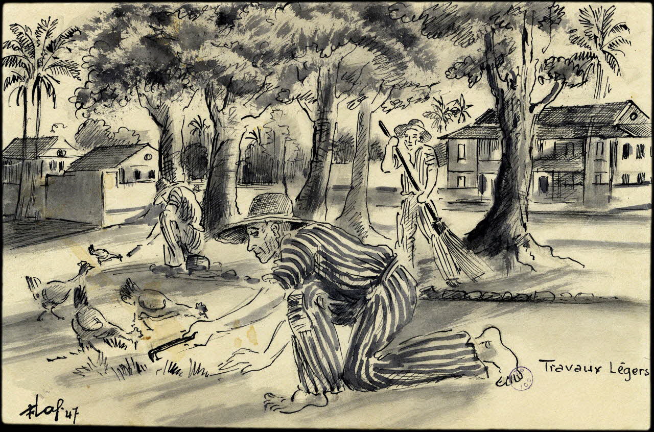 Francis Lagrange partie d'un ensemble de dessins Travaux Légers Guyane, France 1947 2001.42.16 Photo