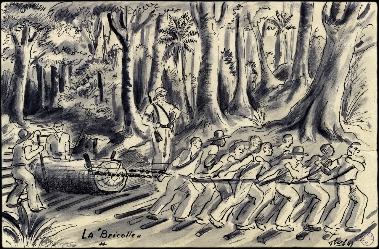 Francis Lagrange partie d'un ensemble de dessins LA "Bricolle"  ++ Guyane, France 1947 2001.42.18 Photo