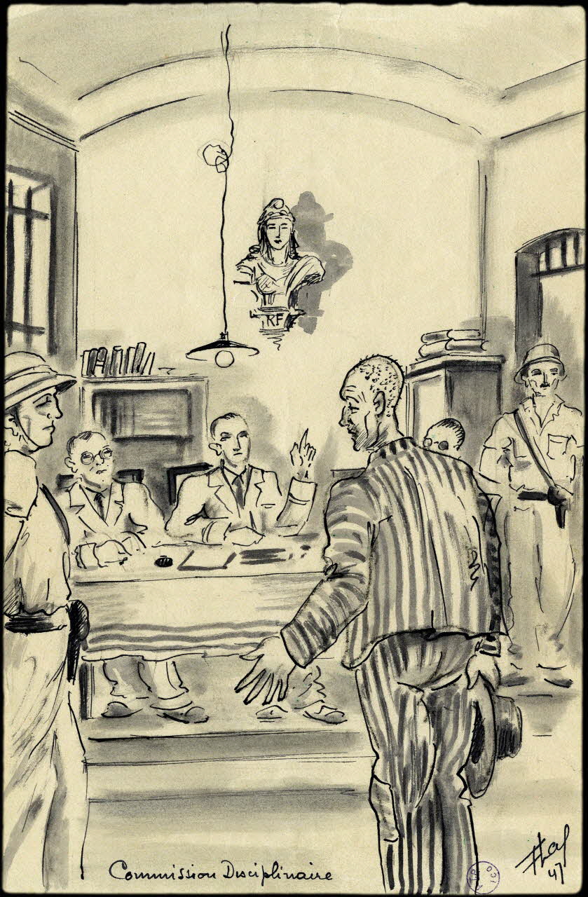 Francis Lagrange partie d'un ensemble de dessins Commission Disciplinaire Guyane, France 1947 2001.42.19 Photo