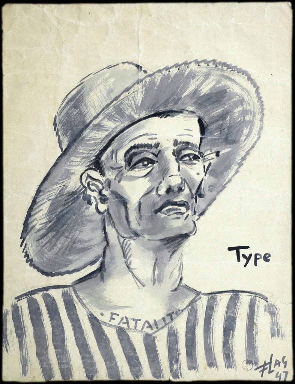 Francis Lagrange partie d'un ensemble de dessins Type Guyane, France 1947 2001.42.24 Photo