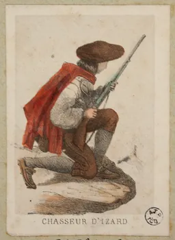 Frick ; Lalonde G. estampe 50 Costumes des Pyrenées  pris d'après Nature  CHASSEUR D'IZARD. Paris 1855-1865 1936.1.105  Photo