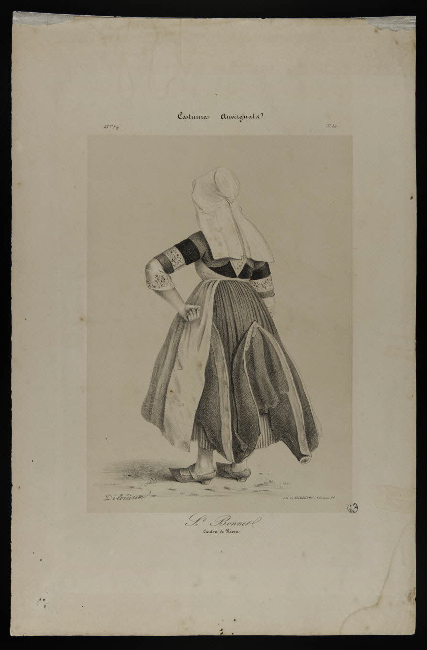 Delorieux Alfred ; Gilberton ; Beaulieu estampe Costumes Auvergnats.  St Bonnet Clermont-Ferrand 1838-1848 1936.1.14 Photo