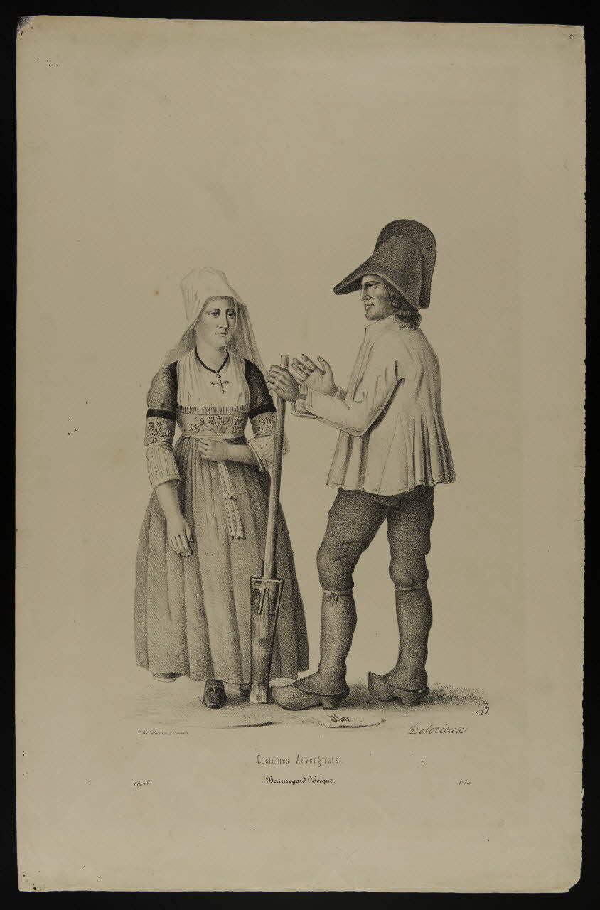 Delorieux Alfred ; Gilberton estampe Costumes Auvergnats.  Beauregard l'Evêque. Clermont-Ferrand 1837-1847 1936.1.3 Photo