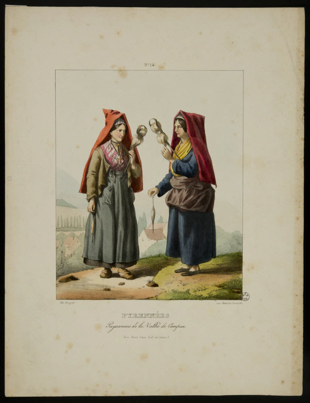 Edouard Pingret ; Joseph Lemercier ; Bénard et Cie estampe PYRENNEES  Paysannes de la Vallée de Campan. Paris 1829-1839 1936.1.33 Photo