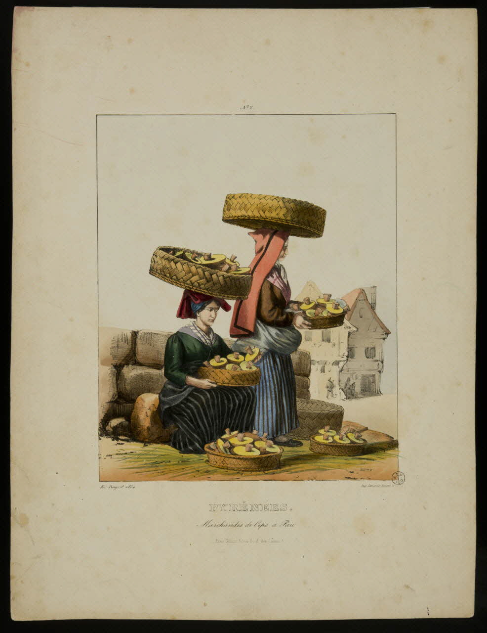 Edouard Pingret ; Joseph Lemercier ; Bénard et Cie estampe PYRENEES.  Marchandes de Ceps à Pau. Paris 1834 1936.1.37 Photo