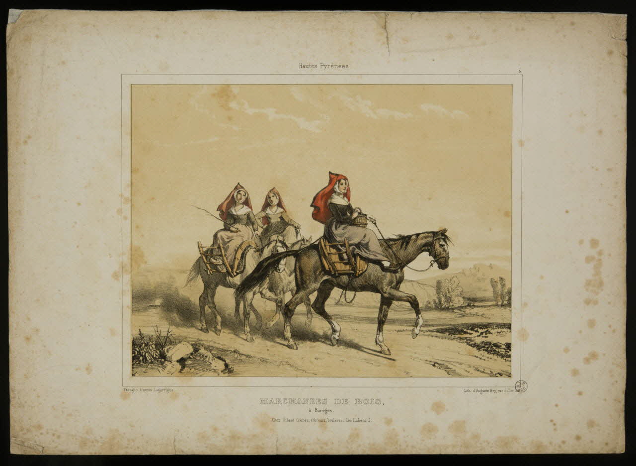 François Fortuné Antoine Férogio ; Lagarrigue Raymond ; Gihaut frères (im estampe Hautes Pyrénées  MARCHANDES DE BOIS,  à Barèges. Paris 1841 1936.1.39 Photo