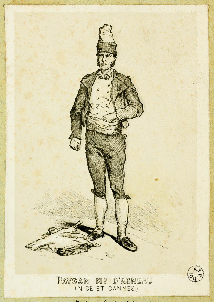 Montaut Henry de ; Lalonde estampe PAYSAN MD D'AGNEAU  (NICE ET CANNES) Paris 1845-1890 1936.1.42 Photo