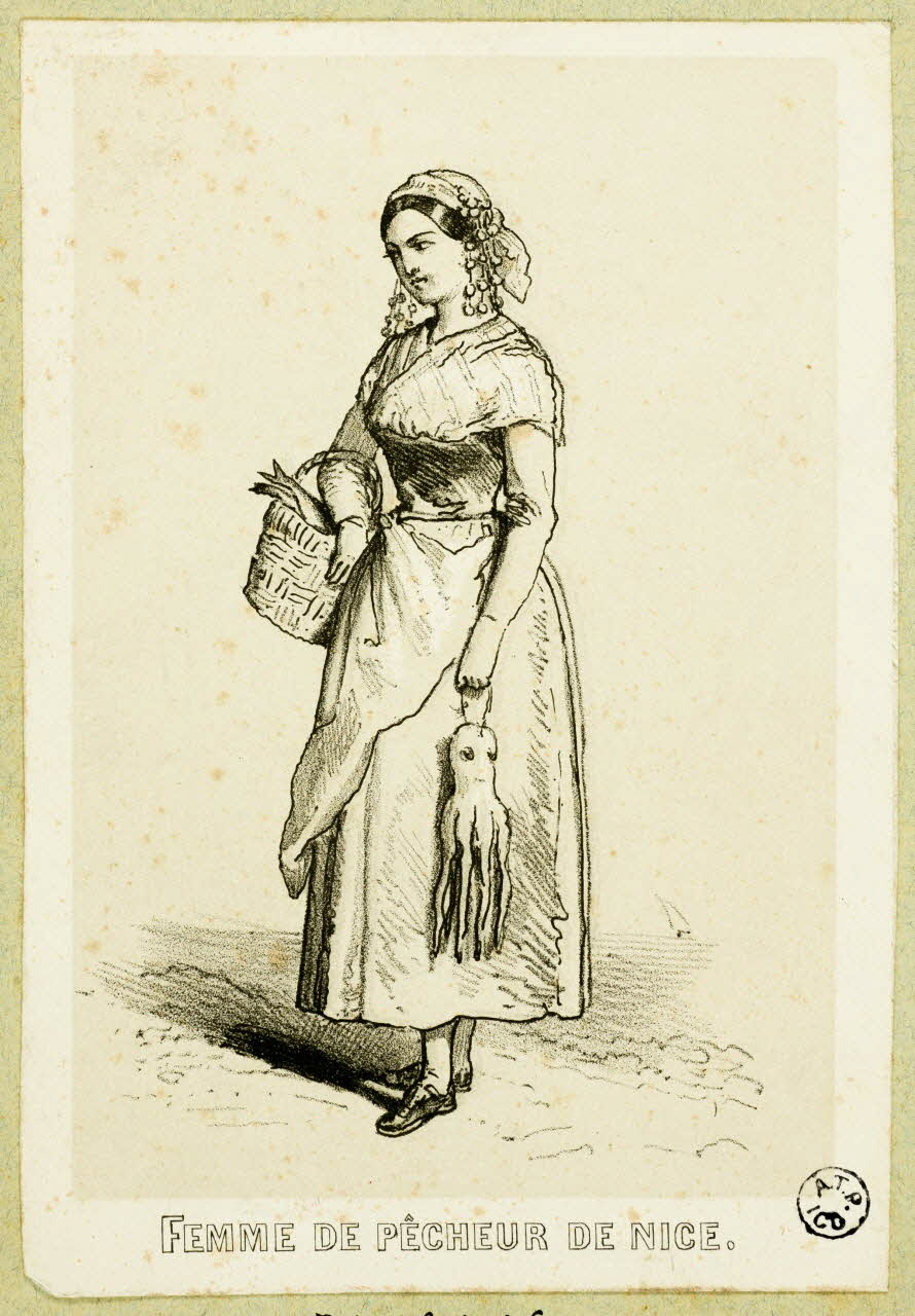 Montaut Henry de ; Lalonde estampe FEMME DE PECHEUR DE NICE Paris 1845-1890 1936.1.46 Photo