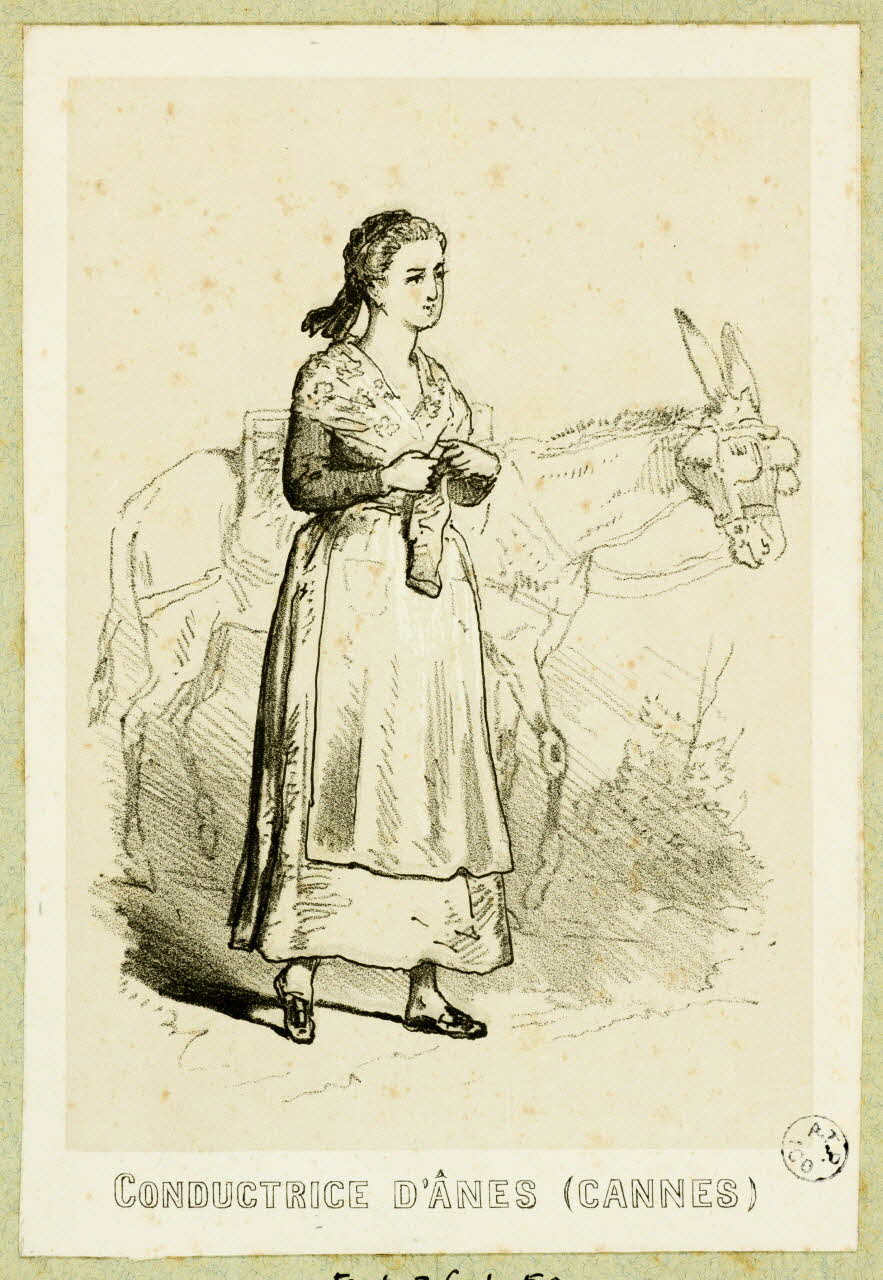 Montaut Henry de ; Lalonde estampe CONDUCTRICE D'ANES (CANNES) Paris 1845-1890 1936.1.50 Photo
