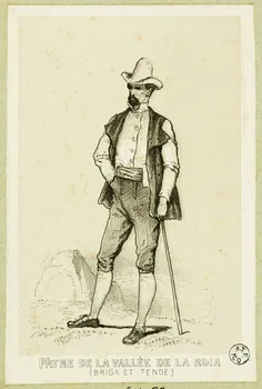 Montaut Henry de ; Lalonde estampe PÂTRE DE LA VALLEE DE LA ROIA  (BRIGA ET TENDE) Paris 1845-1890 1936.1.55 Photo