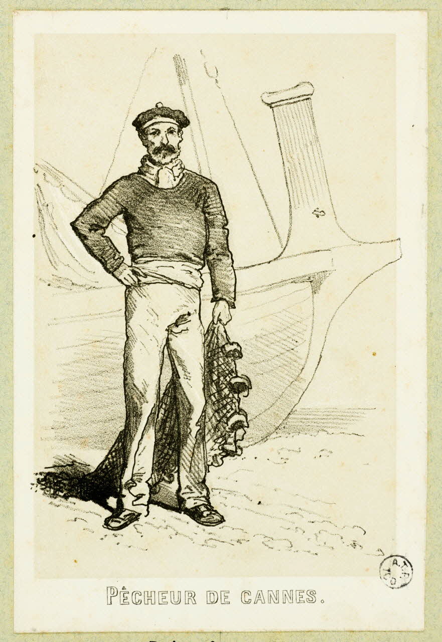 Montaut Henry de ; Lalonde estampe PÊCHEUR DE CANNES. Paris 1845-1890 1936.1.56 Photo
