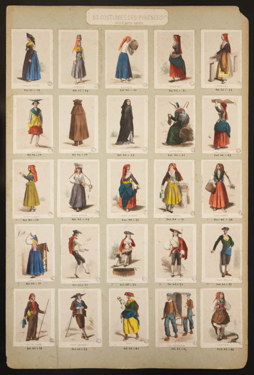 Frick ; Lalonde G. estampe 50 COSTUMES DES PYRENEES  pris d'après nature.  LARUNS. Paris 1855-1865 1936.1.82 Photo
