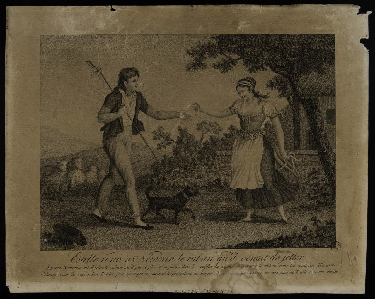 Boulard estampe Estelle rend à Némorin le ruban qu'il venait de jetter Paris 1805-1815 1936.1992 Photo