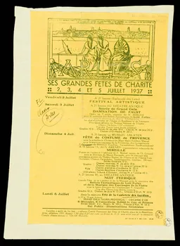 Berthier F. affiche ARLES  SES GRANDES FETES DE CHARITE  2, 3, 4 ET JUILLET 1937 Arles 1937 1937.1.1 Photo