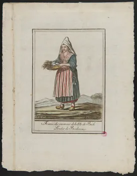 Labrousse L. ; André Grasset de Saint-Sauveur ; Gihaut frères (imprime imagerie ancienne Femme des environs de la tête de Buch  Landes de Bordeaux Paris 1796 1938.1.16 Photo