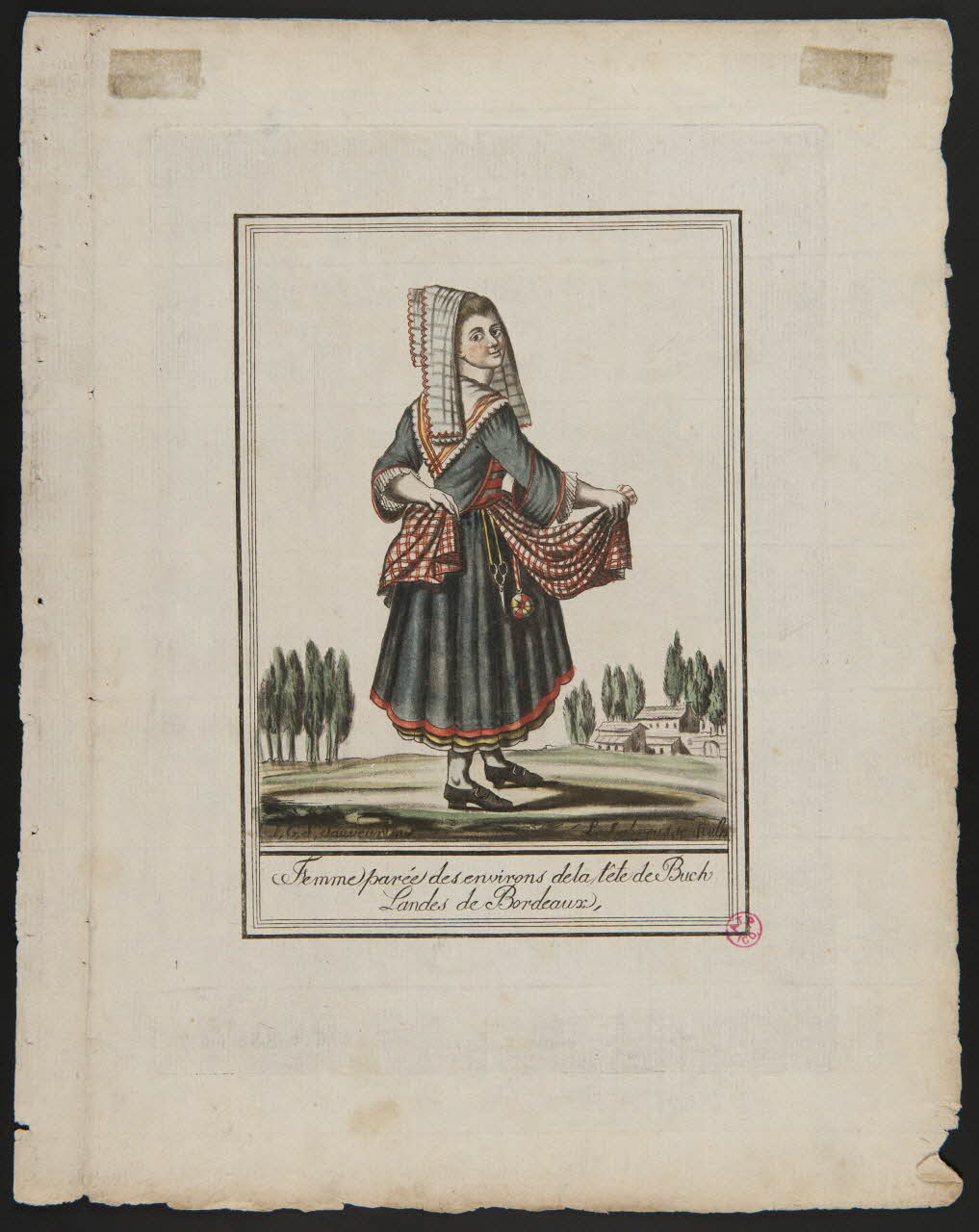Labrousse L. ; Michel Pigelet imagerie ancienne Femme parée des environs de la tête de Buch  Landes de Bordeaux Paris 1796 1938.1.17 Photo