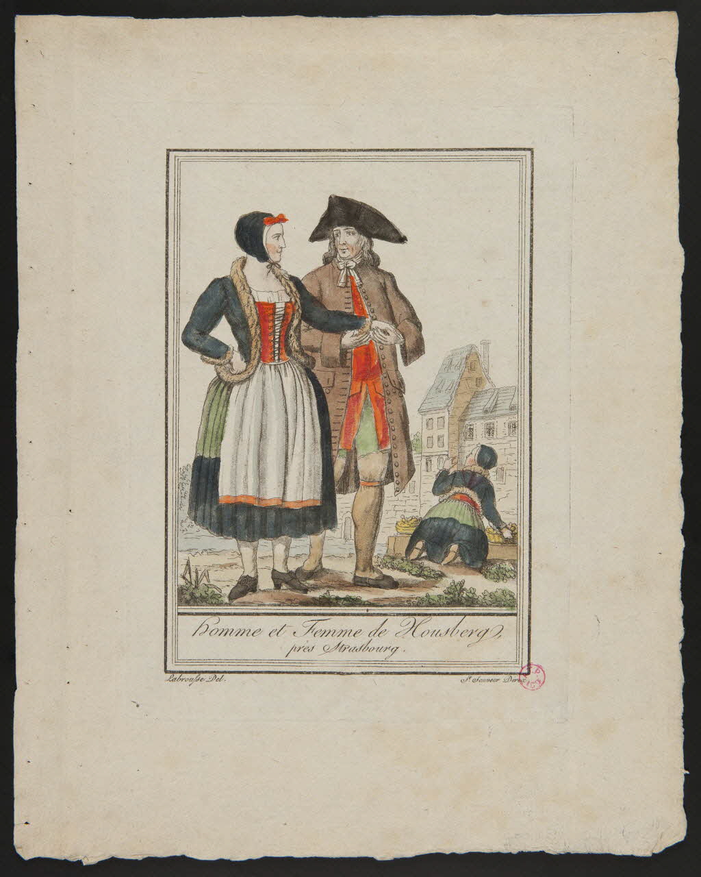 Labrousse L. ; Michel Pigelet imagerie ancienne Homme et Femme de Housberg  près Strasbourg Paris 1796 1938.1.23 Photo