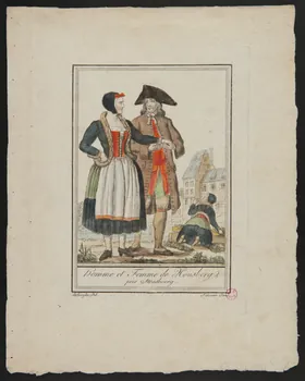 Labrousse L. ; Michel Pigelet imagerie ancienne Homme et Femme de Housberg  près Strasbourg Paris 1796 1938.1.23 Photo