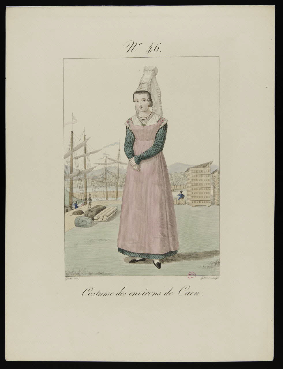 Georges-Jacques Gatine ; Louis-Marie Lanté ; Crapelet (impri partie d'un ensemble d'estampes Costume des environs de Caën. Paris 1827 1938.1.35 Photo
